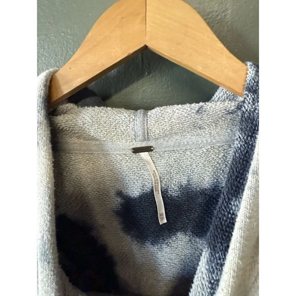 Free People Womens Tie Dye Graphic Pullover Hooded Cropped Sweatshirt Size XS